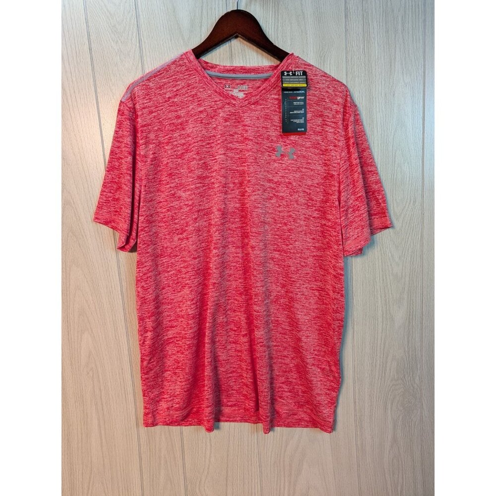 New Under Armour Threadborne HeatGear Men's XL Red Loose Fit Short Sleeve Loose
